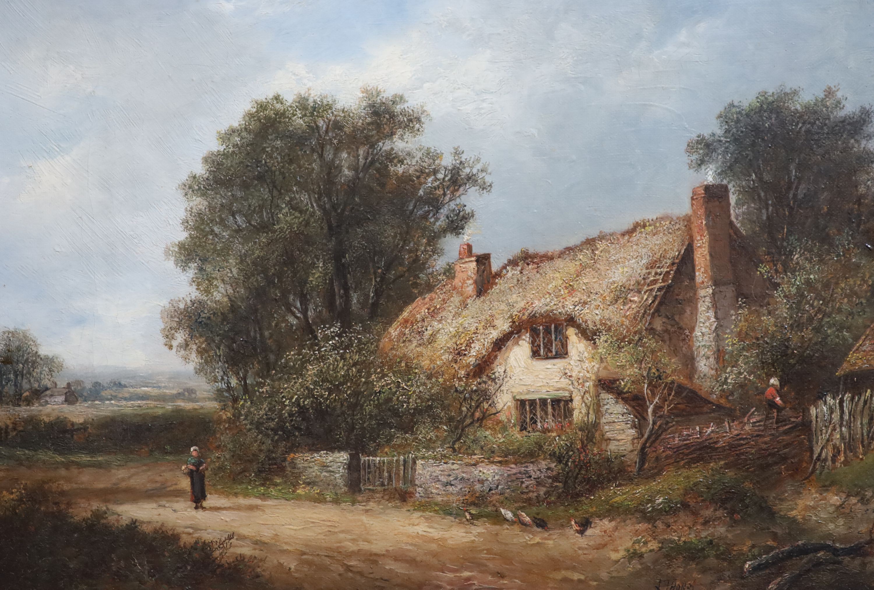 Joseph Thors (1835-1920), Old cottage near Bromsgrove & Thursley Common, Oil on canvas, a pair, 25 x 35cm.